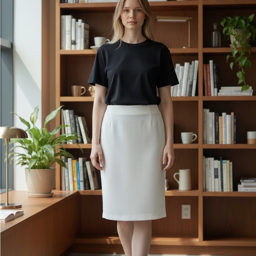 Kasper Elegant White Pencil Skirt